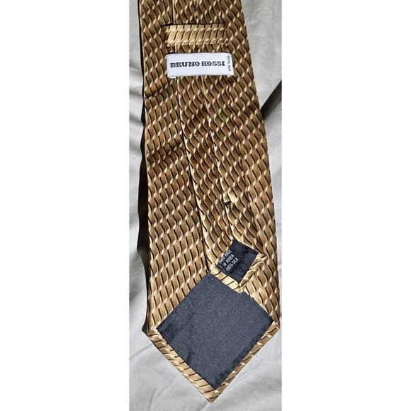 Vtg Silk Necktie Lot • Bruno Rossi Italy• Bardelli Roma, Lattice, Retro Pattern - Picture 8 of 9